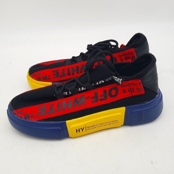 OFF-WHITE SHOES Red Blue Yellow Black Size 37 Womens 6.5 Boys 5 - Picture 1 of 9